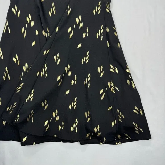 Everly Spaghetti Dress Black and Gold Size Large Racerback Knee Length Flare - Picture 5 of 16